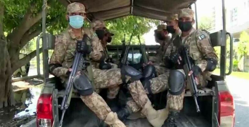 Security forces conduct search operation in Noshki during curfew