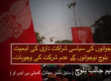 نوجوانوں کی سیاسی شراکت داری کی اہمیت اور بلوچ نوجوانوں کے عدم شرکت کی وجوہات ۔ سلیم جالب بلوچ