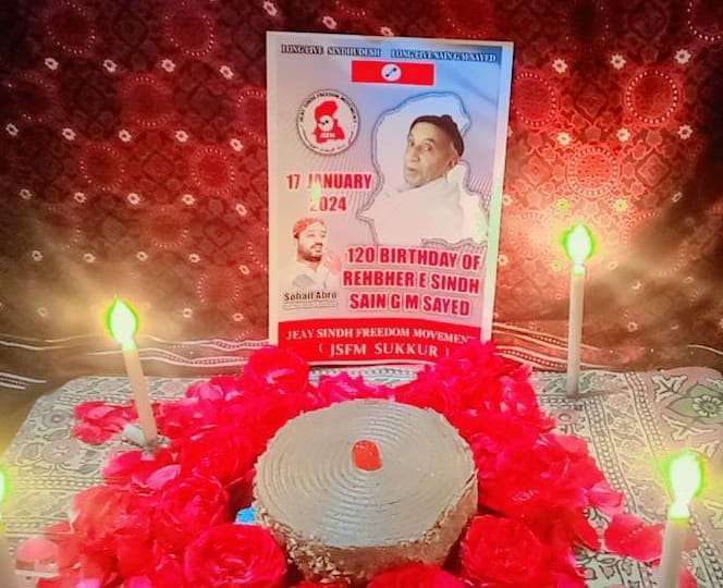 Grand Rally held On the 120th birth anniversary of the Sain GM Syed, the founder of modern nationalism from Sann City to the shrine of GM Syed. Jeay Sindh Freedom Movement