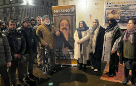 London: Protest camp set up for the recovery of Taj Muhammad Sarparah and other Baloch missing persons