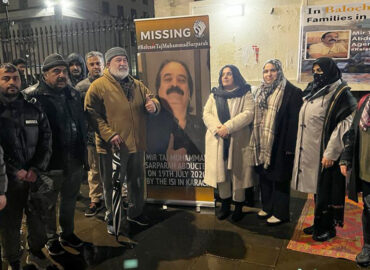 London: Protest camp set up for the recovery of Taj Muhammad Sarparah and other Baloch missing persons