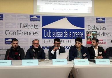 بی این ایم ءِ ماں جنیوا ءَ پریس کانپرنس : میان استمان بلوچ زْرمبشت ءِ پلہ مرزی بہ کنت