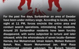 For the past five days, Surbandhar an area of Gwadar has been under military siege. BYC