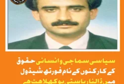سیاسی سماجی و انسانی حقوق کے کارکنوں کے نام فورتھ شیڈول میں ڈالنا ریاستی بوکھلاہٹ ہے رحیم۔ایڈوکیٹ