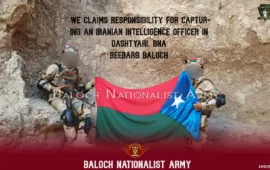 بلوچ نیشنلسٹ آرمی نے دشتیاری میں ایران کے انٹیلیجنس اہلکار کی گرفتاری، پسنی اور شال کوٹ حملوں کی ذمہ داری قبول کر لی