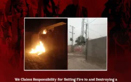 نوشکی میں مواصلاتی کمپنی کے موبائل ٹاور کی مشینری کو نذرآتش کرکے تباہ کرنے کی ذمہ داری قبول کرتے ہیں۔ بی این اے
