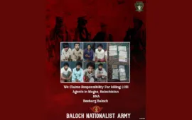 بلوچستان مگس میں آئی ایس آئی کے 8 ایجنٹوں کو ہلاک کرنے کی ذمہ داری قبول کرتے ہیں- بی این اے
