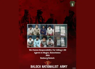 بلوچستان مگس میں آئی ایس آئی کے 8 ایجنٹوں کو ہلاک کرنے کی ذمہ داری قبول کرتے ہیں- بی این اے