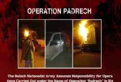 بلوچ نیشنلسٹ آرمی آپریشن "پدریچ”  کے تحت ایران کے زیرِ قبضہ مقبوضہ بلوچستان میں چھ مختلف مقامات پر کارروائیوں کی ذمہ داری قبول کرتے ہیں۔