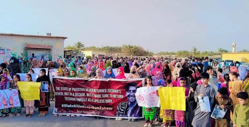 Panjgur holds a silent walk and protest for Zeeshan Zaheer