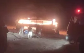 At least 76 people were killed on Tuesday night when a passenger bus collided with a motorcycle and a fuel truck in western Afghanistan’s Herat province
