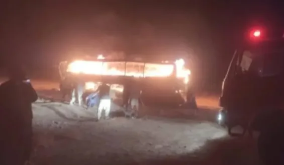 At least 76 people were killed on Tuesday night when a passenger bus collided with a motorcycle and a fuel truck in western Afghanistan’s Herat province