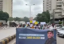 کراچی پریس کلب کے سامنے جبری لاپتہ افراد کے لواحقین کا احتجاج 28 ویں روز بھی جاری،