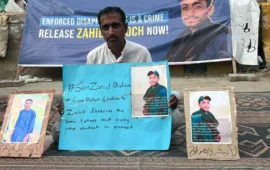 لاپتہ نوجوان زاہد بلوچ کے والد عبدالحمید بلوچ کی عوام سے دردناک اپیل، احتجاجی کیمپ 32ویں روز میں داخل