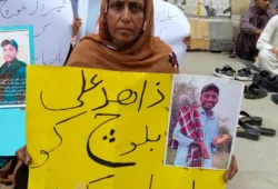 کراچی پریس کلب کے باہر بلوچ لاپتہ افراد کے لواحقین کا احتجاجی کیمپ 39ویں دن میں داخل