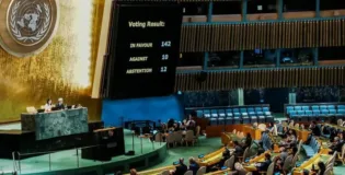 142 ممالک کی حمایت، امریکہ اور اسرائیل سمیت 10 ممالک کی مخالفت