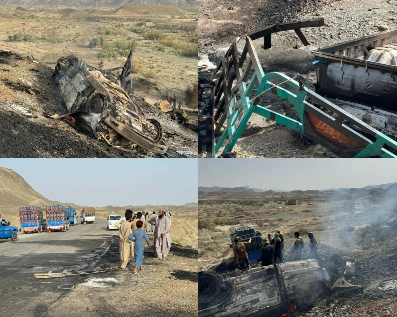 پنجگور دو زمباد گاڑیوں میں تصادم، آگ بھڑکنے سے 2 افراد جاں بحق، 2 زخمی