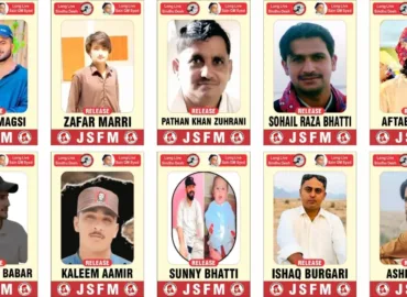 JSFM strongly condemns brutal state action and the ongoing enforced disappearances of innocent political and national activists.