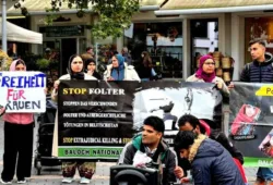 جرمنی احتجاج عالمی طاقتیں پاکستان کی نوآبادیاتی پالیسیوں کی حمایت کر رہی ہیں۔ بی این ایم