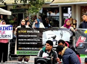 جرمنی احتجاج عالمی طاقتیں پاکستان کی نوآبادیاتی پالیسیوں کی حمایت کر رہی ہیں۔ بی این ایم