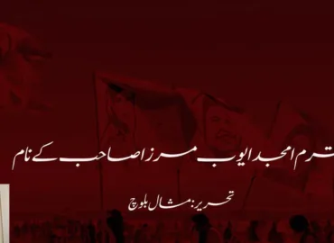 محترم امجد ایوب مرزا صاحب کے نام   تحریر: مشال بلوچ