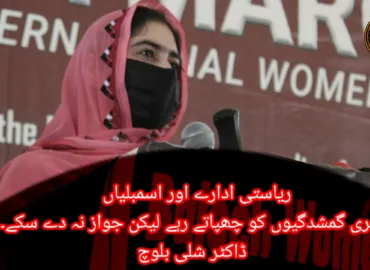 ریاستی ادارے اور اسمبلیاں جبری گمشدگیوں کو چھپاتے رہے لیکن جواز نہ دے سکے۔ ڈاکٹر شلی بلوچ