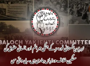 زہری پاکستانی فورسز کے جنگی جرائم اور انسانی حقوق کی سنگین خلاف ورزیاں جاری ہیں۔ بی وائی سی