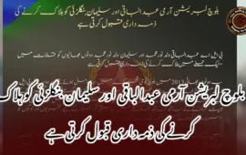 بلوچ لبریشن آرمی عبدالباقی اور سلیمان بنگلزئی کو ہلاک کرنے کی ذمہ داری قبول کرتی ہے