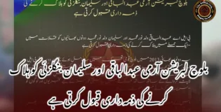 بلوچ لبریشن آرمی عبدالباقی اور سلیمان بنگلزئی کو ہلاک کرنے کی ذمہ داری قبول کرتی ہے