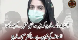 ڈاکٹر ماہ رنگ بلوچ کو بغیر عدالتی عمل کے قید رکھنا انصاف کی توہین ہے۔ ڈاکٹر صبیحہ بلوچ