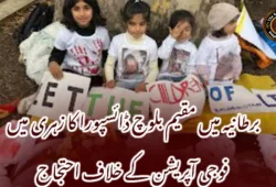 برطانیہ میں مقیم بلوچ ڈائسپورا کا زہری میں فوجی آپریشن کے خلاف احتجاج