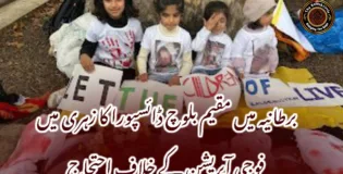 برطانیہ میں مقیم بلوچ ڈائسپورا کا زہری میں فوجی آپریشن کے خلاف احتجاج