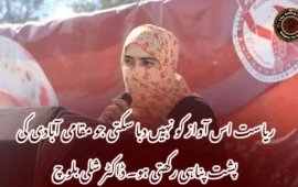 ریاست اس آواز کو نہیں دبا سکتی جو مقامی آبادی کی پشت پناہی رکھتی ہو۔ ڈاکٹر شلی بلوچ