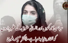 سیاسی کارکنوں اور انسانی حقوق کے علمبرداروں کو نشانہ بنایا جا رہا ہے- ڈاکٹر صبیحہ بلوچ