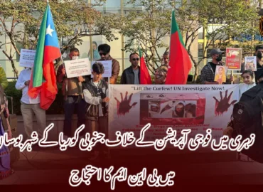 زہری میں فوجی آپریشن کے خلاف جنوبی کوریا کے شہر بوسان میں بی این ایم کا احتجاج