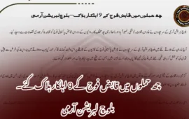 چھ حملوں میں قابض فوج کے 9 اہلکار ہلاک کئے۔ بلوچ لبریشن آرمی