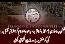 تنظیمی رہنماؤں کا جیل ٹرائل، سیاسی انتقام کو قانونی شکل دینے کی کوشش ہے۔ بلوچ یکجہتی کمیٹی