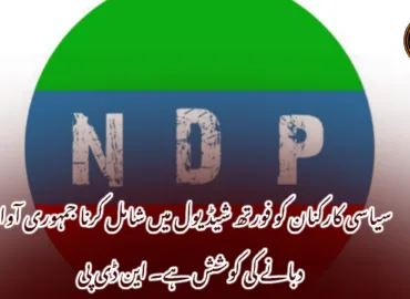 سیاسی کارکنان کو فورتھ شیڈیول میں شامل کرنا جمہوری آواز دبانے کی کوشش ہے۔ این ڈی پی