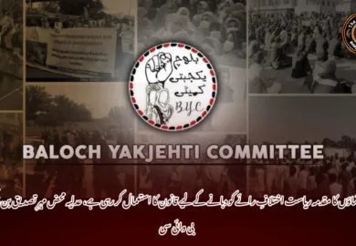 تنظیمی رہنماؤں کا مقدمہ ریاست اختلافِ رائے کو دبانے کے لیے قانون کا استعمال کر رہی ہے، عدلیہ محض مہرِ تصدیق بن چکی ہے۔ بی وائی سی