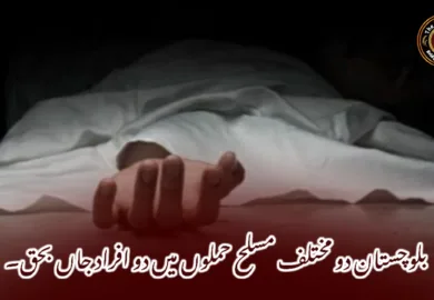 بلوچستان دو مختلف مسلح حملوں میں دو افراد جاں بحق۔