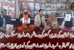 بلوچ خواتین کی جبری گمشدگی پر وائس فار بلوچ مسنگ پرسنز کا اظہارِ تشویش، نسرینہ بلوچ اور ماہ جبین کی فوری بازیابی کا مطالبہ