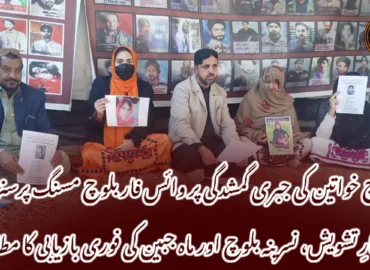 بلوچ خواتین کی جبری گمشدگی پر وائس فار بلوچ مسنگ پرسنز کا اظہارِ تشویش، نسرینہ بلوچ اور ماہ جبین کی فوری بازیابی کا مطالبہ