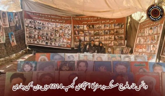 وائس فار بلوچ مسنگ پرسنز کا احتجاجی کیمپ 6014 ویں دن بھی جاری