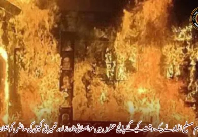 نامعلوم مسلح افراد نے بیک وقت کیے گئے پانچ حملوں میں مواصلاتی ٹاورز اور تعمیراتی کمپنی کی سائٹس کو نشانہ بنایا۔