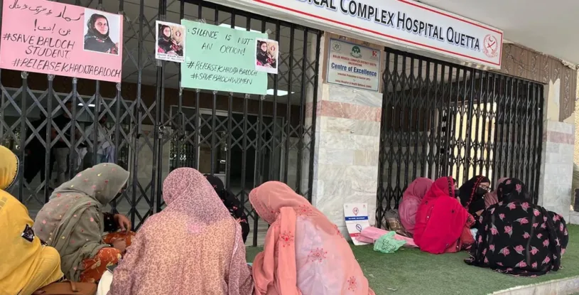 Sixth day of protest outside Bolan Medical Complex in Quetta demands Khadija Baloch’s release