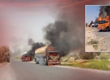 Attacks on mineral convoy in Noshki: 10 vehicles set ablaze from a 60-vehicle caravan