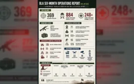 BLA Reports 369 Attacks and Claims 884 Killings in Six-Month Operational Summary