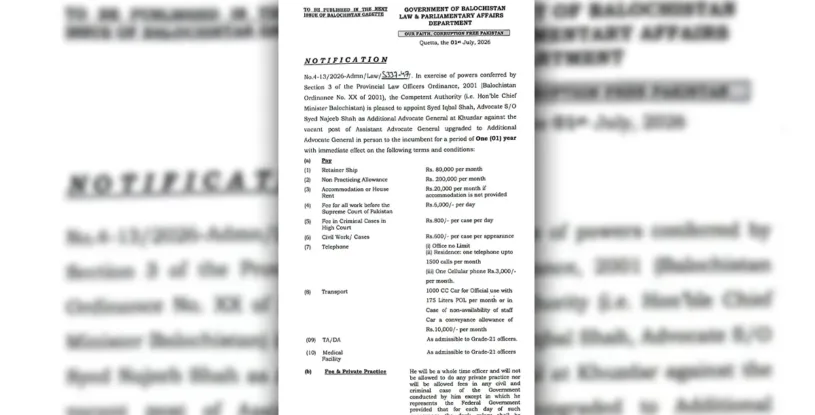 Government Lawyer in Mahrang Baloch Case Named Additional Advocate General in Khuzdar; BYC Raises Concerns