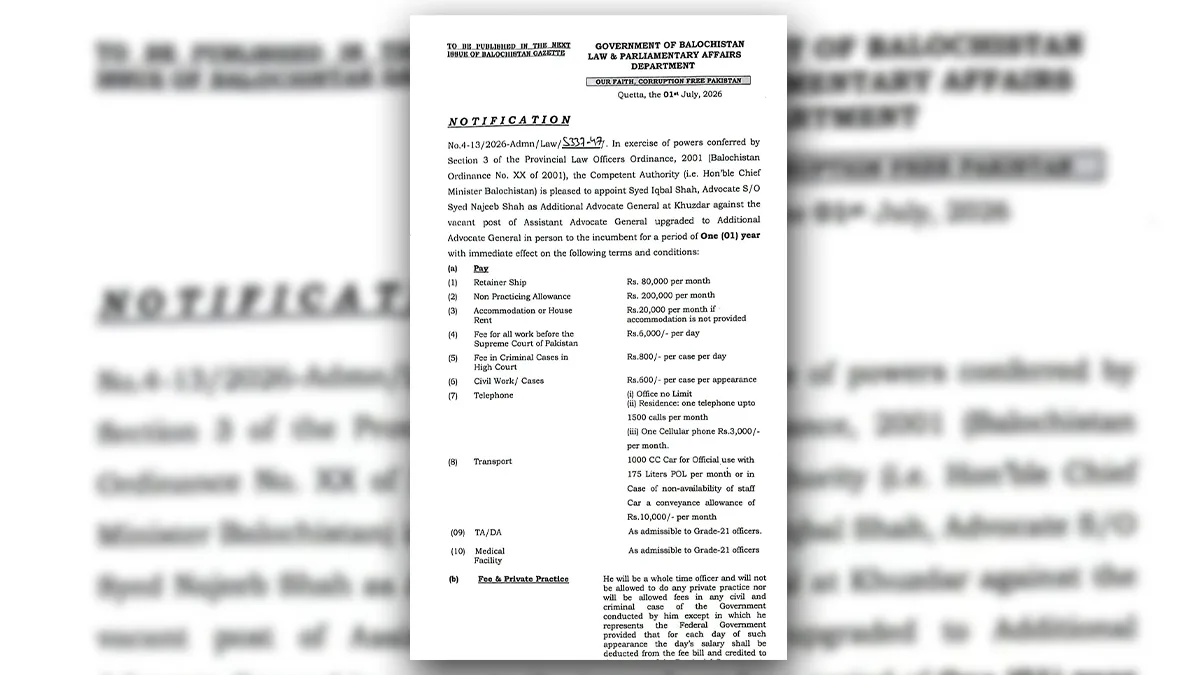 Government Lawyer in Mahrang Baloch Case Named Additional Advocate General in Khuzdar; BYC Raises Concerns